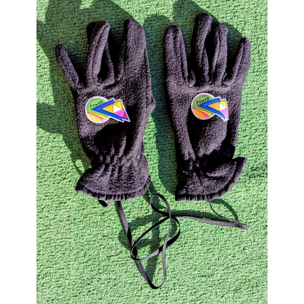 1980's Power Graphic Logo Fleece Adult Unisex Large Soft Gloves Pair GUC